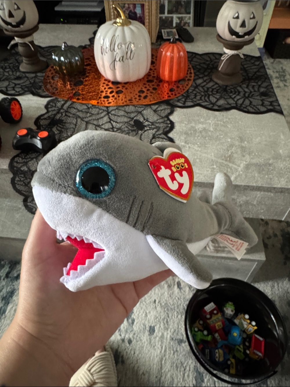 Ty Beanie Plush Shark with Sparkly Blue Eye